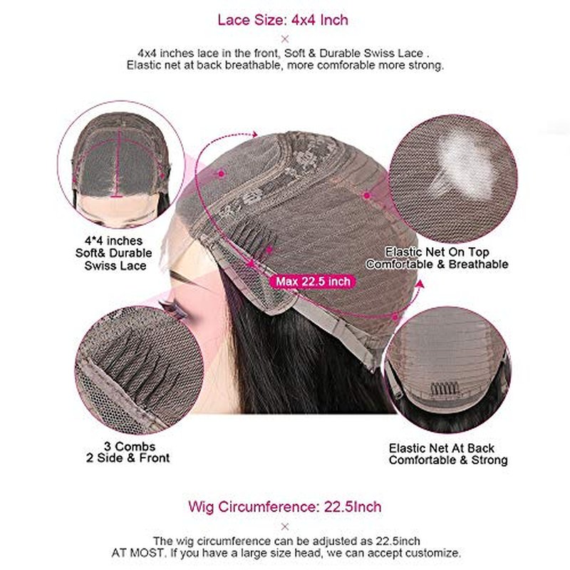 Curly Human Hair Lace Closure Wigs For Black Women Pre Plucked Wet and Wavy Lace Front Wigs Human Hair 4x4 Curly Closure Wigs (20, Natural color)