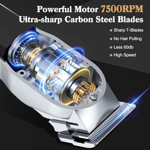 Ufree Hair Clippers for Men Professional, Barber Clippers and Trimmers Set, Cordless Hair Clippers for Hair Cutting Kit with LED Display, Electric Hair Trimmer, Gifts for Men, Silver