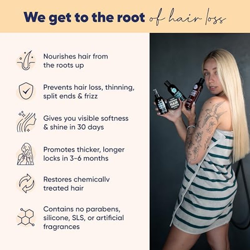 Moerie Shampoo and Conditioner Plus Hair Mask and Hair Spray Mega Pack ? The Ultimate Hair Care Set ? For Longer, Thicker, Fuller Hair - Volumizing Hair Products ? Paraben & Silicone Free - 8 items