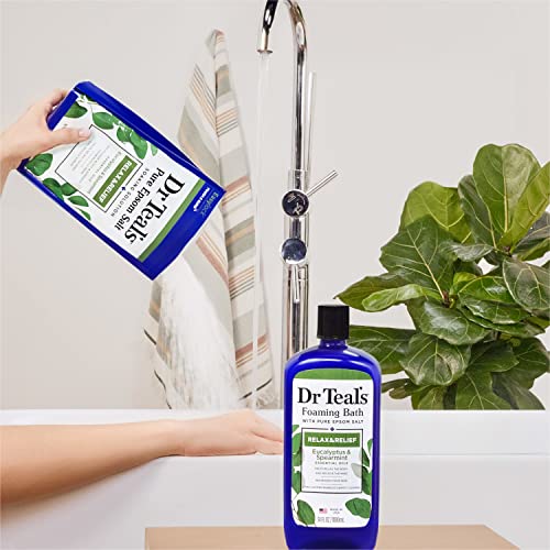 Dr Teal's Pure Epsom Salt, Relax & Relief with Eucalyptus and Spearmint, 3 lb (Pack of 4)