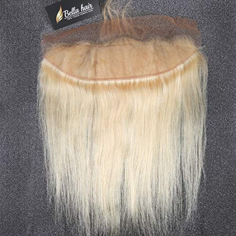 Bella Hair Ear to Ear 13x4#613 Blonde Lace Frontal Closure | One Donor Virgin Human Hair Straight | Bleached Knots with Baby Hair (16inch)