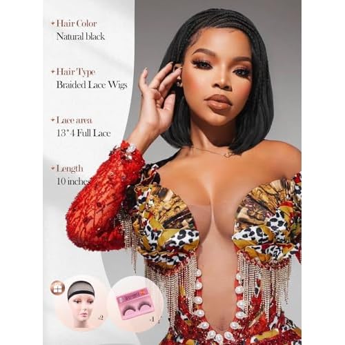 Quantum Love 13x4 Straight Bob Lace Frontal Wigs Braided Wigs for Black Women Braids Cornrows Lace Straight Bob Wigs Handmade Lace Frontal Synthetic Glueless Wig