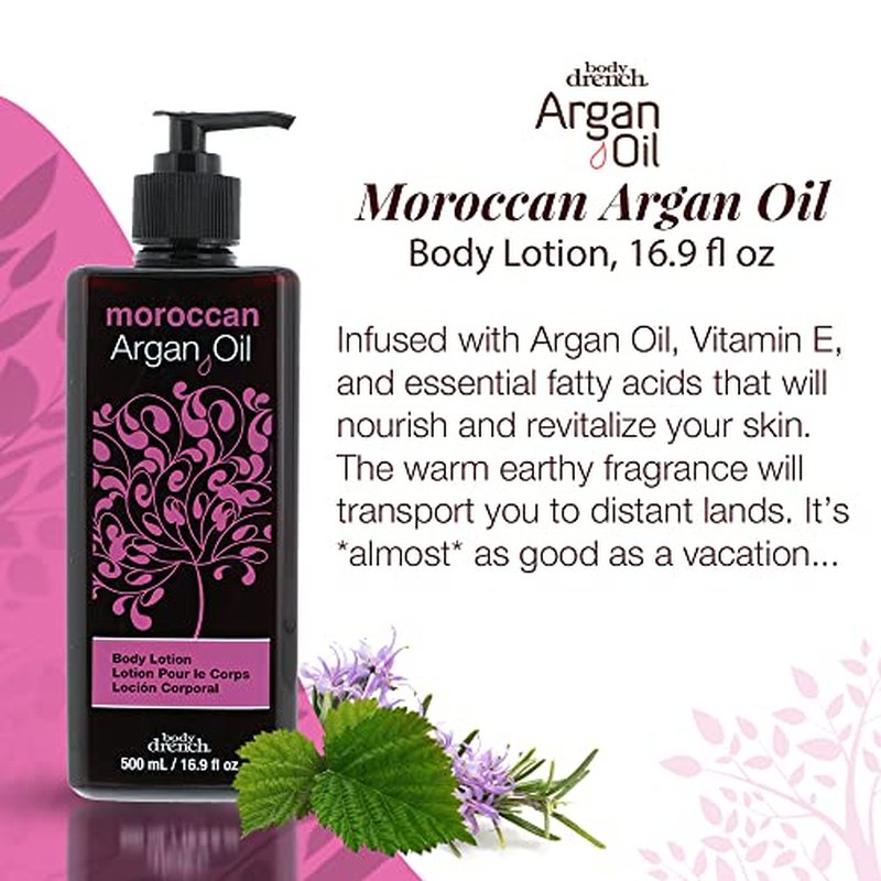 Body Drench Argan Oil Body Lotion ? Hydrating & Moisturizing Lotion for Dry Skin with Moroccan Oil, Softens and Smooths Skin, 16.9 fl oz