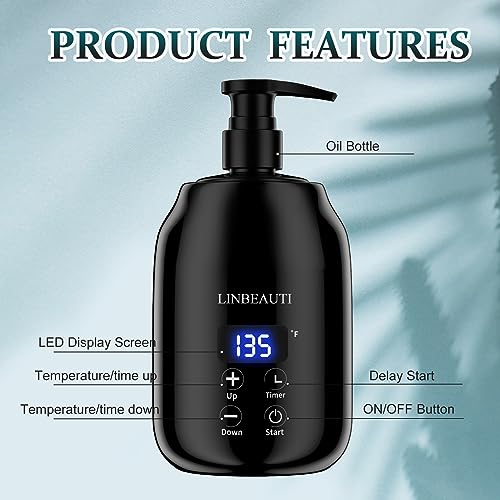 Massage Oil Warmer with Two Oil Bottle Dispenser, Lotion Bottle Warmer Dispenser Heater, Smart Touch Key Electric Warm Lotion Dispenser, Lube Gel Cream Warmer for Home Pro Salon Spa Massage (black)