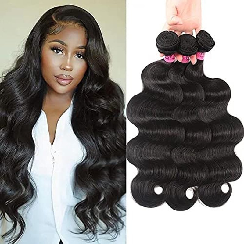 UNice Hair Icenu Series 10A Brazilian Body Wave Virgin Hair 3 Bundles 100% Human Hair Weave Extensions Natural Color 95-100g/piece (10 12 14)