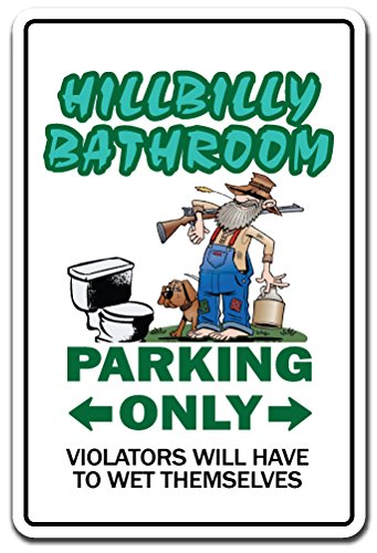Hillbilly Bathroom Decal Outhouse Music Mountain Man Crapper Country | Indoor/Outdoor | 9" Tall