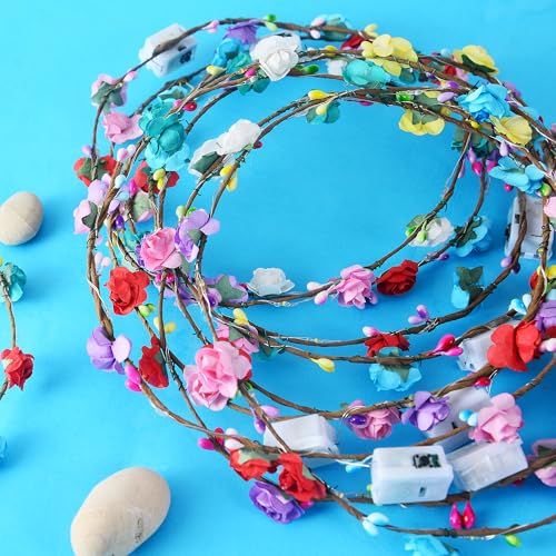 50 Pcs LED Flower Crown Headband,led headbands,Light Up Flower Headbands for Women,Garlands Glowing Floral Wreath Crowns For Weddings,Halloween,Birthdays,Role-Playing,Beach Parties£¬Christmas