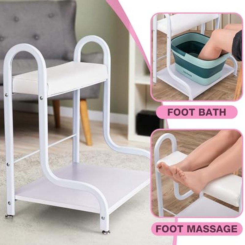 Udefineit Stable Esthetician Foot Bath SPA Trolley Cart(No Wheels), Pedicure Stool with Foot Rest Stand, Foot Massage Station for Beauty Salon Nail/Home, Pedicure Manicure Massage Table Salon Supplies