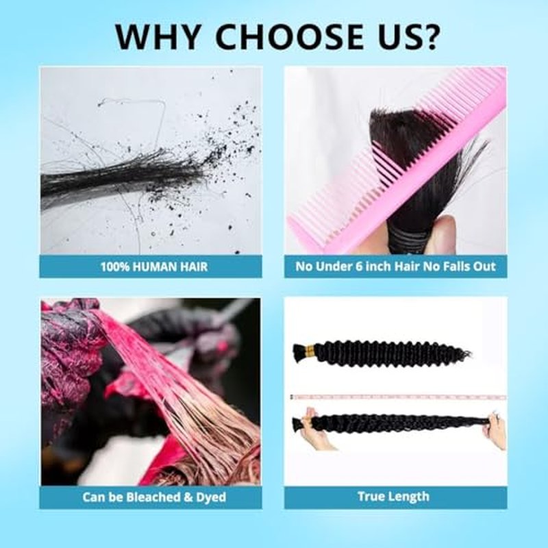 160g 5 Bundles 613 Blonde Human Braiding Hair Deep Water Wave Bulk 16 Inch Curly Human Hair for Boho Braids Hair Extensions No Weft 5 Braids Per Pack