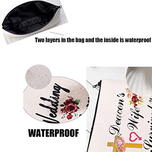 PXTIDY Deacon's Wife Survival Kit Pastor Wife Cosmetic Pouch Bible Study Deacon Spouse Gift Christian Deacon Toiletry Bag Deacon Mom Mother¡¯s Day Gift (beige)