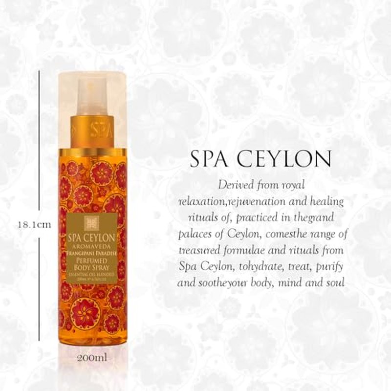 SPA CEYLON Frangipani Paradise Body Spray | Tropical Floral Fragrance Mist with Frangipani & Jasmine | Inviting Women's Perfume