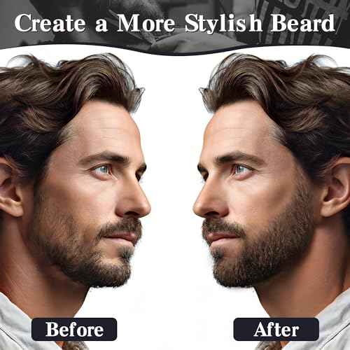 Long-Lasting Water-Resistant Black Men's Beard Grooming Kit - Micro-Fork Tip Pen, Bristle Brush for Natural Looking Mustache, Eyebrows, and Facial Hair Styling