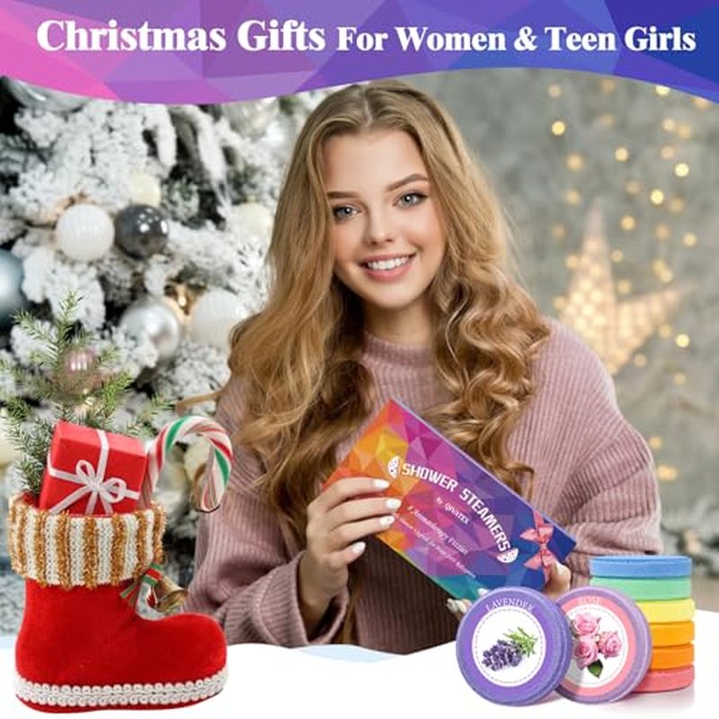 Shower Steamers Aromatherapy, Birthday Gifts for Women Teen Girls Mom, Christmas Stocking Stuffers White Elephant Gifts for Adults, Natural Essential Oil SPA Self Care Shower Bombs (8 Pack)