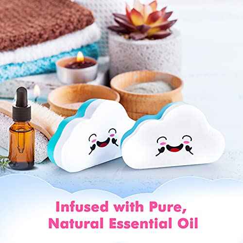 Rainbow Cloud Bath Bomb for Girls, 2 Extra Large Handmade Bath Bombs for Kids Bubble Bath Fizzies, Kids Safe Bath Bombs, Easter Basket Stuffers Mothers Day Gifts