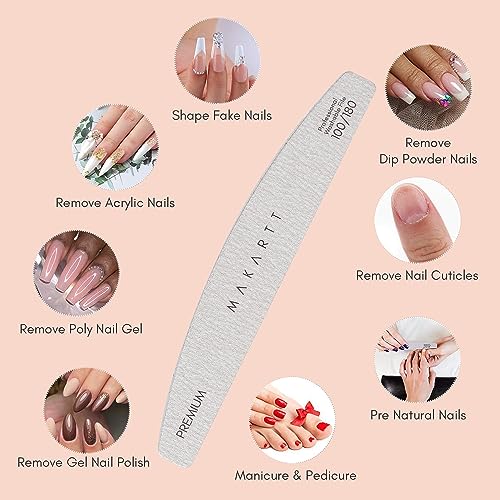 Makartt Nail File: 100/180 Grit Emery Boards for Nails, 10 Pcs Zebra Doubled Sides Coarse Fingernail Filer for Acrylic and Extension Gel Removal Manicure Kit Salon Home Use