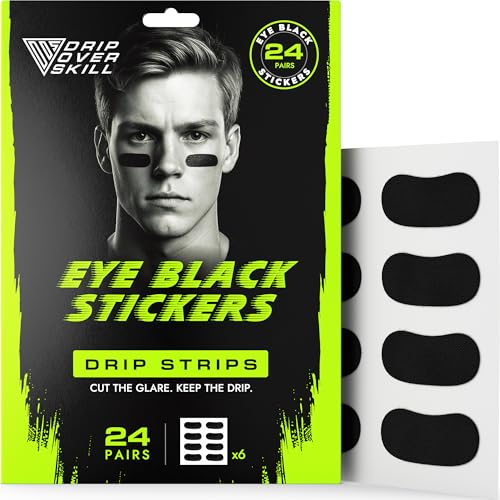 DRIP Strips Flexible Eye Black Stickers, 24 Pack, Stretch-Fit Tape, Moves With You, Breathable, Sweat-Proof, Athletic-Grade Hold for Baseball, Football, Softball, Lacrosse, Hockey, Soccer, OG Strips