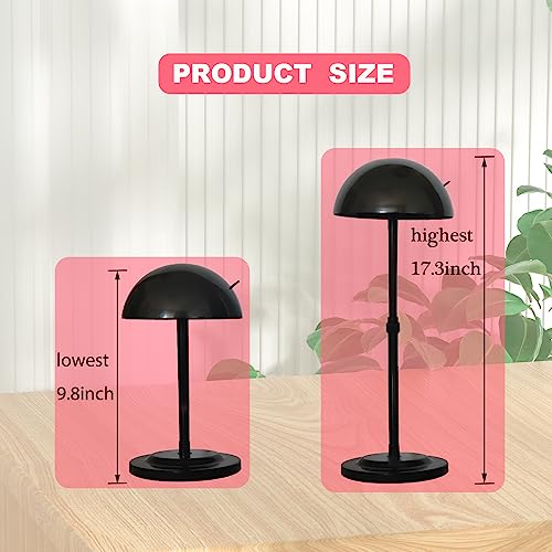 Wig Stand 1PC Adjustable Height Black Plastic Wig Head Stand Portable Wig Holder Stands Non-Slip Wig Head Holders Sturdy for Multiple Wigs and Hats Styling Drying Display