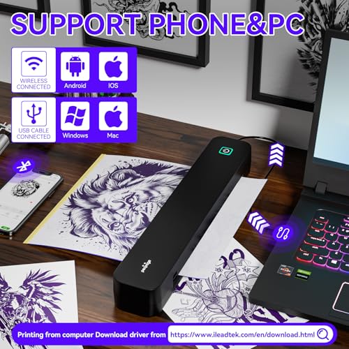 P92 Tattoo Stencil Printer Thermal Temporary Tattoo Printer with Stencil Paper Compatible with Phone,Pad & PC