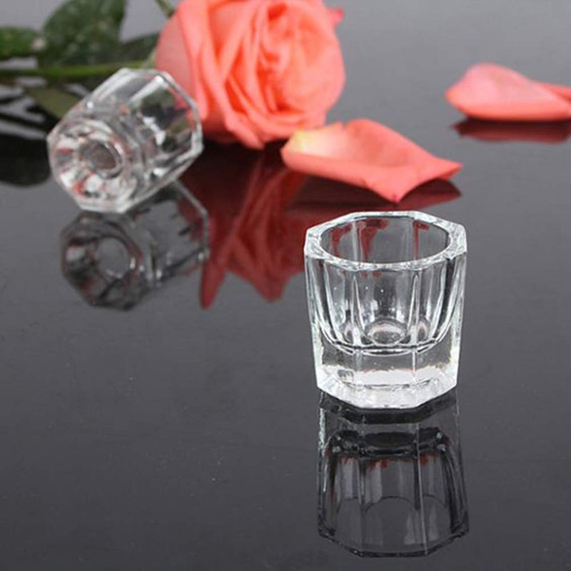 Bulex Dappen Dish Cups for Nail Art - Clear Glass Monomer Liquid Bowls | 2 Pack Acrylic Powder Holders