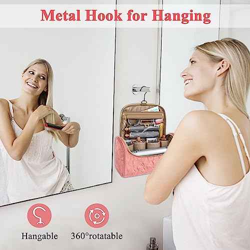 Mancro Padded Carrying Case Compatible with Shark Flexstyle Complete Styler and Attachments, Air Wrap Case fit for Shark Hair Styler with Metal Hanging Hook for Diffuser and Flexstyle Attachment, Pink