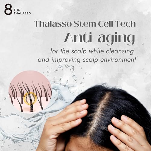 8 THE THALASSO Anti Frizz Shampoo & Conditioner Set for Women & Men, Organic Tea Tree Shampoo by Mint, Collagen, Peptides, Stem Cells & Deep Sea Water from Japan, Sulfate Free, 32.16 Fl Oz, DRY HAIR