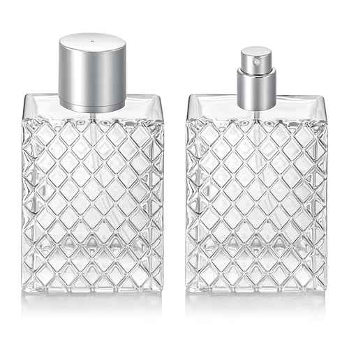 2Pcs 100ml 3.4 oz Refillable Spray Perfume Bottles large cosmetic Fine Mist Atomizer Empty Portable Clear Glass Essential Oil Container for Travel