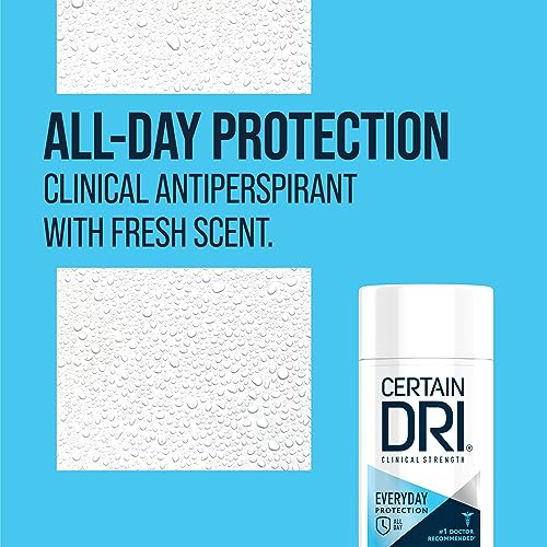 Certain Dri Everyday-Strength Clinical Antiperspirant - 72-Hour Sweat Protection for Hyperhidrosis - Doctor-Recommended - Travel-Friendly - Fresh Scent - 2.6 oz