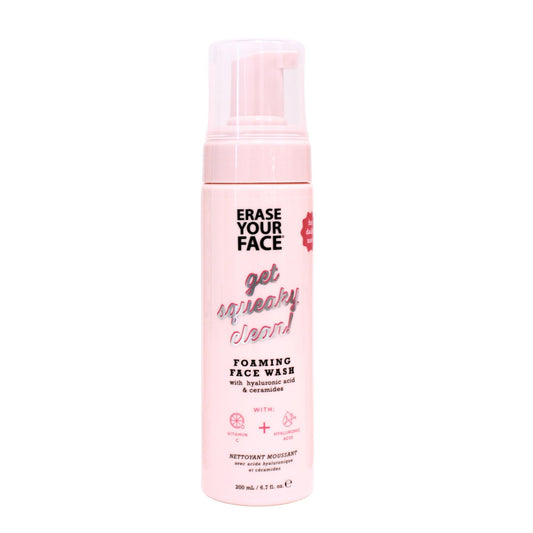 ERASE YOUR FACE Foaming Face Wash - Gentle Face Wash to Rejuvenate & Nourish Skin - Hydrating Face Wash Enriched with Hyaluronic Acid, Ceramides & Vitamin C for a Radiant Glow (6.8 Fl Oz)