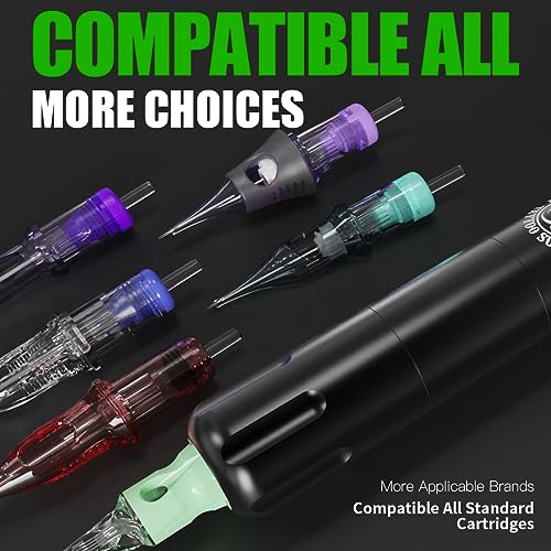 Dragonhawk S12 Wireless Tattoo Pen Kit, Rotary Tattoo Machine Gun Kit, Complete Tattoo Kit for Beginner, 10Pcs Tattoo Cartridges Needles