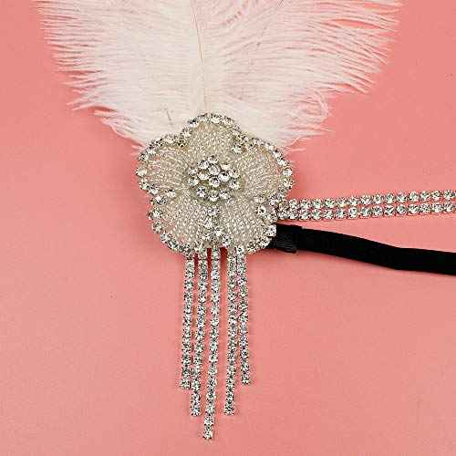 Positive Costume Great Gatsby Flapper Headband Rhinestone Flower Tassels 20s Vintage Hairband Old Hollywood Glam Headpiece