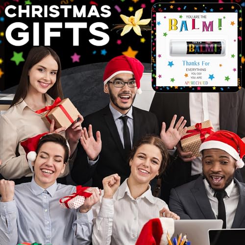 45 Pack Christmas Employee Appreciation Gift Bulk Lip Balm Teacher Staff Team Xmas Thank You Gifts You're the Balm Thanksgiving Party Favors Christmas Stocking Stuffers for Women Men Volunteer