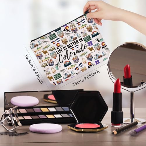 WCGXKO Colorado Travel Trip Gift Life Is Better In Colorado Makeup Bag Colorado Vacation Souvenirs (Better In Colorado)