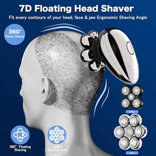 Head Shavers for Bald Men, Electric Razor, IPX8 Waterproof Dry/Wet Bald Head Shaver with 10000 RPM High-Speed Motor, Rechargeable Head Razor with LED Display, USB-C Cable, Perfect for Home & Travel