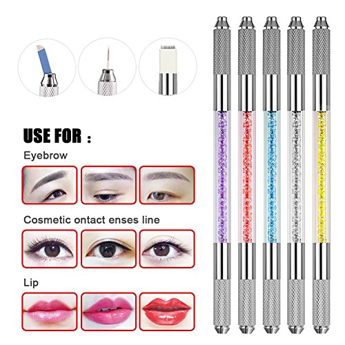 10 Pcs Double Sided Manual Tattoo Fog Eyebrow Pen Needle Tip Holder Tool Manual Pen Kit for Makeup Supplies