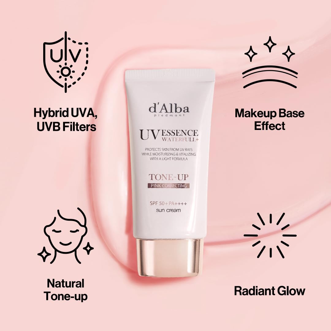 d'alba Waterfull Tone-Up Sunscreen Serum - Broad Spectrum SPF 50 | Korean Face Sunscreen for All Skin Tones (2 x 1.69 fl. oz.)