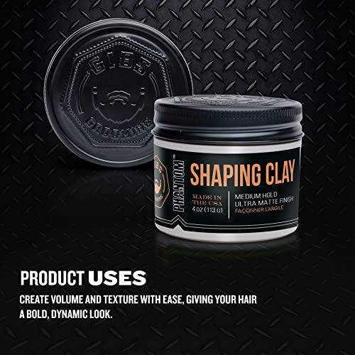 GIBS Shaping Clay, Phantom, Medium Hold, Ultra Matte Finish, Water Based, Great for Soft and Natural Looks