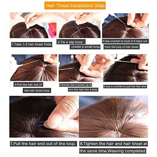 Hair Tinsel Kit 18 Colors, 3600 Strands 48 Inches Fairy Hair, Sparkling Hair Tensile for Christmas New Year Halloween Cosplay Party, Tinsel Hair Extensions with Tool