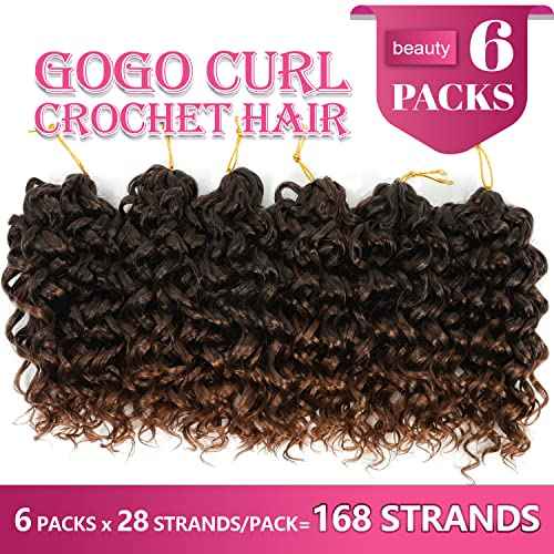 Gogo Curl Crochet Hair 8 Inch Short Curly Crochet Hair for Black Women Beach Curl Crochet hair - Water Wave Curly Crochet Braids Hair Deep Wave Synthetic Braiding Hair Extensions (8 inch T30)
