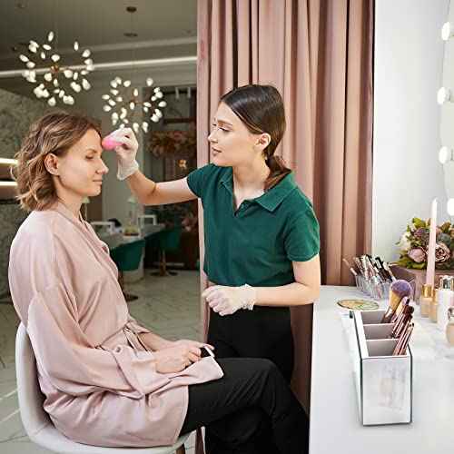 Tanlade 2 Pcs Mirrored Makeup Brush Holder Remote Holder, Mirrored Makeup Organizer with Crushed Diamond Crystals, Vanity Cosmetics Organizer Solution, Pencil Holder Organizer for Desk (3 Compartment)