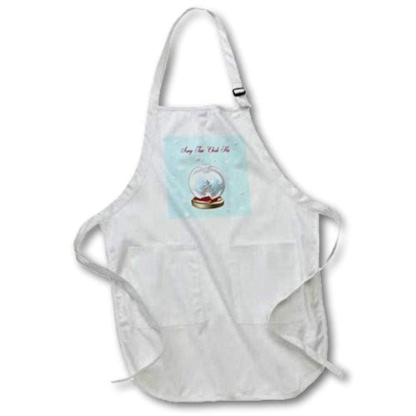 3dRose apr_160036_2 Snow Globe Deer, Tree and Snowflakes, Merry Christmas in Korean Medium Length Apron, 22 by 24", with Pouch Pockets