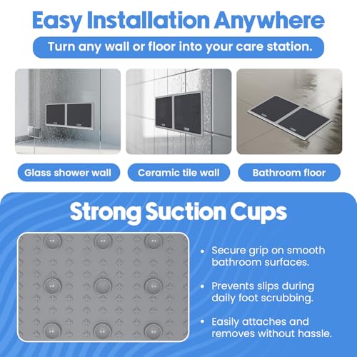 Premium Pumice Mat for Feet with 100 & 180 Grit Stones, Callus Remover and Exfoliator for Smooth Heels and Toes, Gentle Durable Foot Care Tool for at-Home Pedicure and Spa Softness