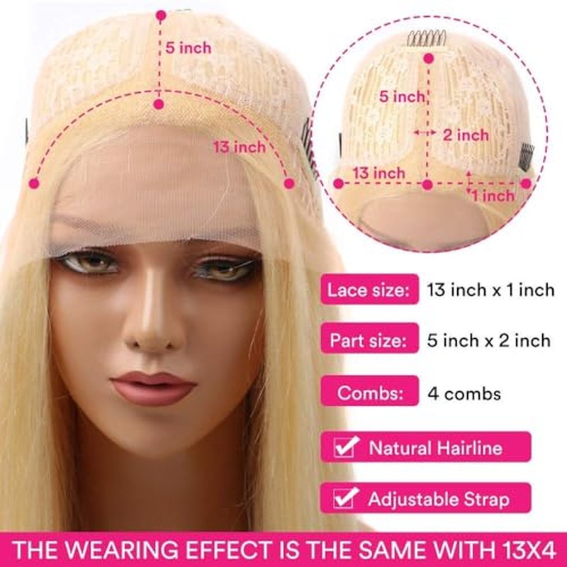 Blonde Wig Human Hair, 613 13x1 HD Transparent Lace Frontal Wig Human Hair, 613 Lace Front Wig Human Hair, 180% Density 30inch Deep Wave Blonde Lace Front Wigs Human Hair Pre Plucked