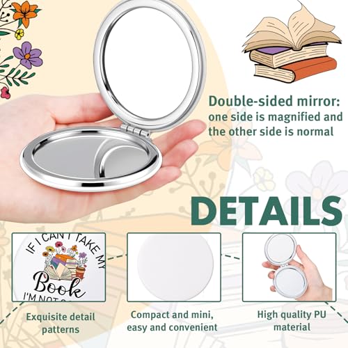Weysat 8 Pcs Christmas Book Club Gifts Book Lovers Compact Mirror for Women Portable Makeup Pocket Mirror for Adult Women Lovers Librarian Bookish Club Gifts