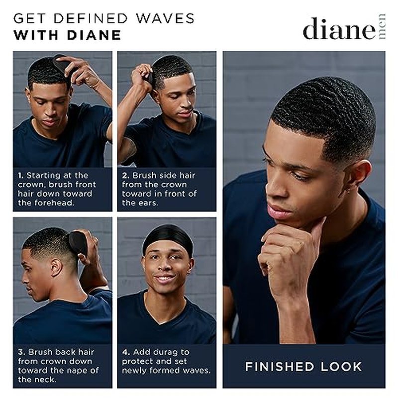 Diane Boar Bristle Brush for Men and Women - Fine to Medium Hair Styling, Wave Styles, Smoothing, Soft Scalp, Club Handle