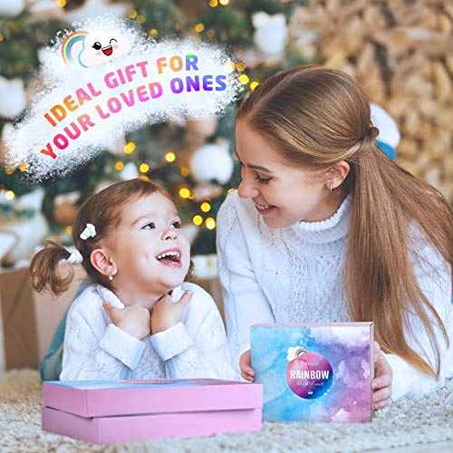 Rainbow Cloud Bath Bomb for Girls, 2 Extra Large Handmade Bath Bombs for Kids Bubble Bath Fizzies, Kids Safe Bath Bombs, Easter Basket Stuffers Mothers Day Gifts