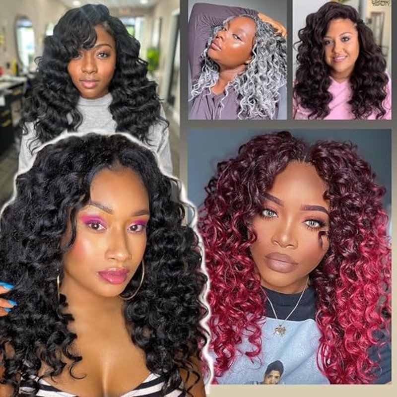 Ocean Wave Crochet Hair 18 Inch 9 Packs Curly Crochet Hair for Black Women Short Deep Wave Braiding Hair Pre Looped Synthetic Hair Extensions