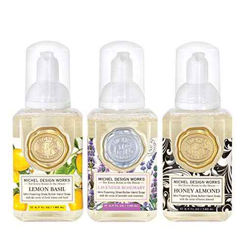 Michel Design Works Mini Foaming Soap 3-Pack Set (Lavender Rosemary, Lemon Basil, Honey Almond)