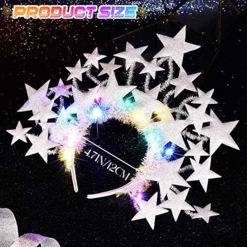 CAKURE Light Up Star Headband Led Stars Headpieces Glowing Party Costume Headwear Brithday Hair Accessories for Women