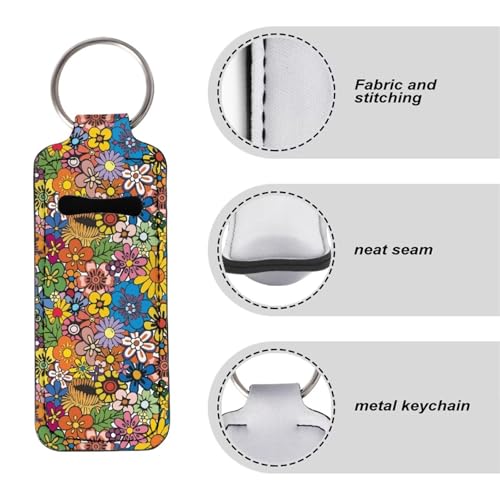 Suobstales 3Pcs Travel Bottles Keychain Holder Set,Travel Bottle Sleeves+Neoprene Chapstick Holders+Lanyard Keychain