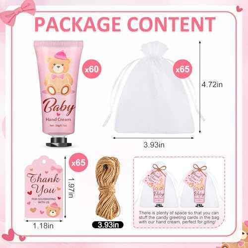 60 Sets Baby Shower Hand Cream, Baby Shower Party Favors Gifts for Guests Bridal Shower, Wedding Hand Cream Gifts,Thank You Gifts,Travel Size Hand Lotion Bulk for Wedding (Pink Bear)